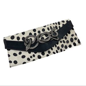 CLARA KASAVINA Vintage Handmade Leather Snake Clutch